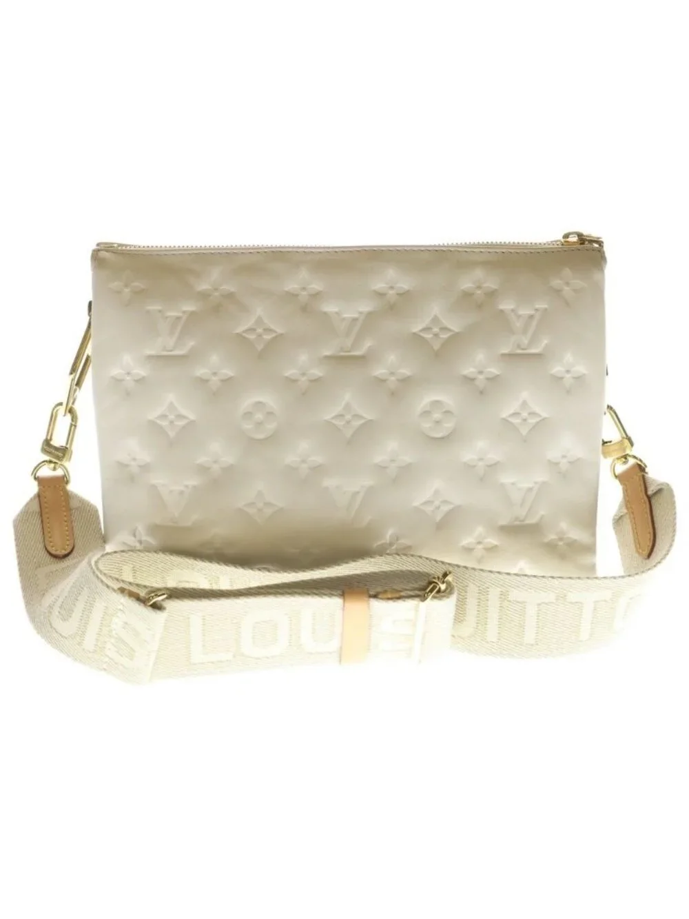 Louis Vuitton Monogram Coussin PM Cream 2-Way Chain Shoulder Bag White Leather